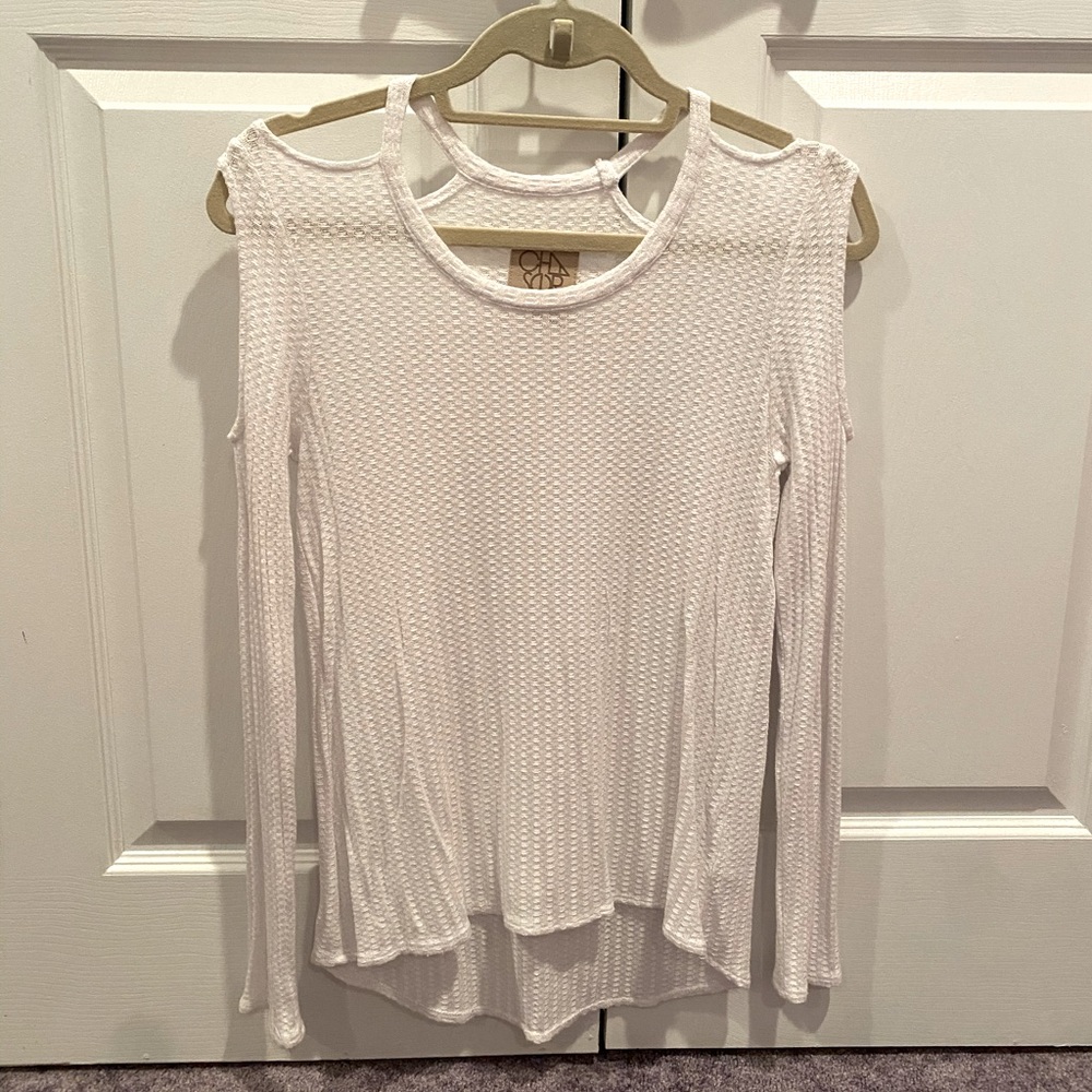 Waffle Cold Shoulder Chaser Long Sleeve Tee